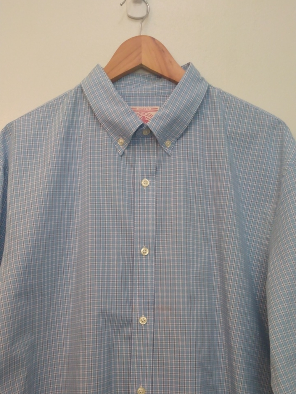 J. Press XXL Blue/White Check Cotton Trunk Club Shirt *